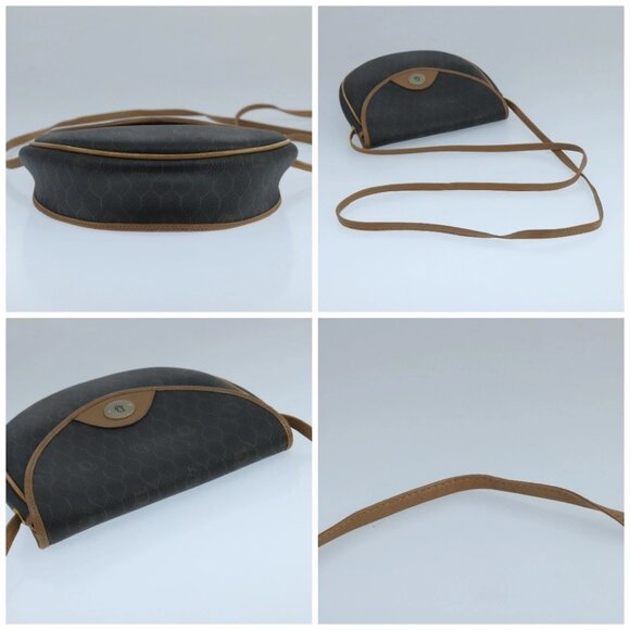 Christian Dior Honeycomb Canvas Shoulder Bag PVC Leather Black Auth 106108 - Picture 14 of 16